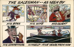 The Salesman--As Seen By Caricatures Postcard Postcard Postcard