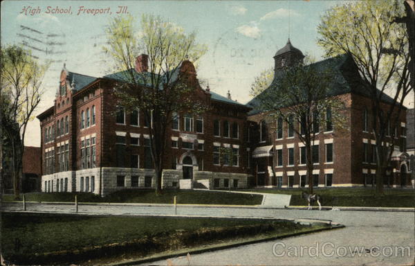 High School Freeport, IL Postcard