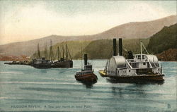 Tow - Tug and Canal Boats on Hudson River West Point, NY Postcard Postcard Postcard