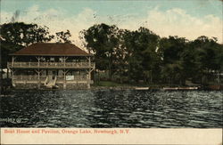 Boat House and Pavilion, Orange Lake Newburgh, NY Postcard Postcard Postcard