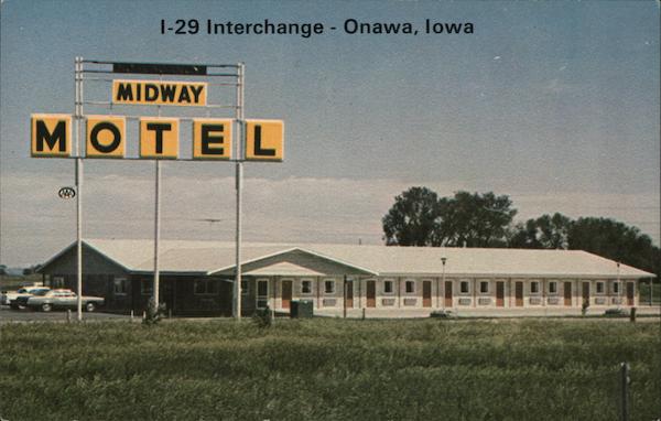 Midway Motel Onawa, IA Postcard