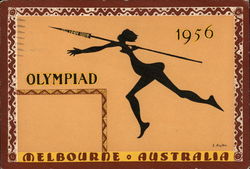 1956 Olympiad Female Spear-thrower Graphic Postcard