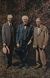 Henry Ford, Thomas Edison, and Harvey Firestone at the Edison Home Fort Myers, FL Postcard Postcard Postcard