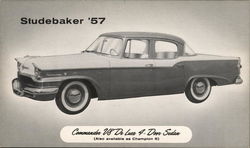 1957 Studebaker Commander V8 De Luxe 4-Door Sedan Cars Postcard Postcard Postcard