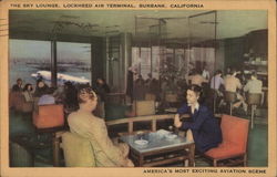 The Sky Lounge, Lockheed Air Terminal Burbank, CA Postcard Postcard Postcard