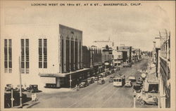 Looking West on 19th Street at K Street Bakersfield, CA Postcard Postcard Postcard