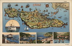 Map of Catalina Island Postcard