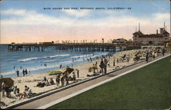 Bath House and Pier Redondo Beach, CA Postcard Postcard Postcard