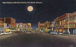 Night Scene on Garrison Avenue, Fort Smith, Arkansas Postcard