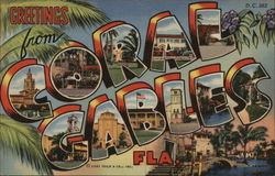 Greetings From Coral Gables, Fla. Florida Postcard Postcard Postcard