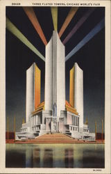 Three Fluted Towers Around Dome of Federal Building 1933 Chicago World Fair Postcard Postcard Postcard