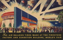 See Air Balloon Tires Made at the Firestone Factory and Exhibition Building, World's Fair Postcard