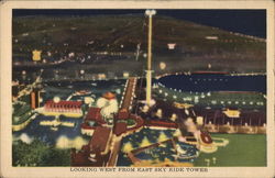 View Looking West From East Sky Ride Tower - Chicago World's Fair Illinois 1933 Chicago World Fair Postcard Postcard Postcard