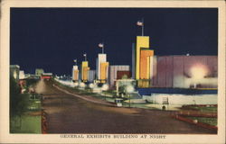 General Exhibits Building at Night 1933 Chicago World Fair Postcard Postcard Postcard