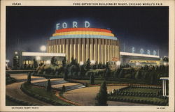 Ford Exposition Building by Night 1933 Chicago World Fair Postcard Postcard Postcard