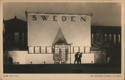 Swedish Pavilion at Night 1933 Chicago World Fair Postcard Postcard Postcard