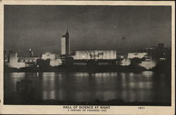 Hall of Science at Night 1933 Chicago World Fair Postcard Postcard Postcard