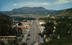 Aerial View of City, Mountain Postcard