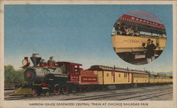 Narrow Gauge Deadwood Central Train 1949 Chicago Railroad Fair Postcard Postcard Postcard