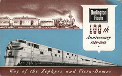 100th Anniversary of the Burlington Route Trains, Railroad Postcard Postcard Postcard