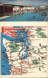 American Campgrounds Map in Washington and Oregon Postcard