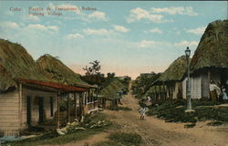 Cuba: Pueblo de Pescadores, Bohios, Fishing Village Postcard Postcard