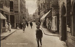 Looking Along Main Street Gibraltar, Gibraltar Spain Postcard Postcard Postcard