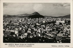 View of City and Mount Lycabettus Athens, Greece Greece, Turkey, Balkan States Postcard Postcard