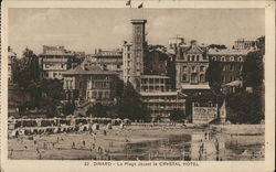 La Plage Devant le Crystal Hotel Dinard, France Postcard Postcard