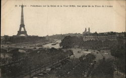 Paris View on the river Seine and Eiffel Tower, (from Alma Square) France Postcard Postcard