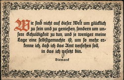 Quote About Duty by Otto von Bismarck Germany Postcard Postcard