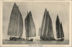 Junks on the Yangtse River China Postcard Postcard