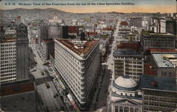 Birdseye View of San Francisco from the top of the Claus Spreckles Building California Postcard Postcard Postcard