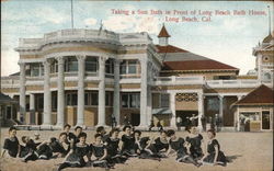 Sunbathing, Long Beach Bath House California Postcard Postcard Postcard