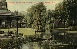 Congress Spring Park showing Lake Saratoga Springs, NY Postcard Postcard Postcard