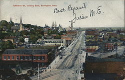 Jefferson Street, Looking East Burlington, IA Postcard Postcard Postcard