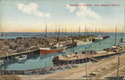 Unloading Lumber, Los Angeles Harbor California Postcard Postcard Postcard