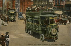 Double Deck Bus, On Fifth Avenue New York City, NY Postcard Postcard Postcard