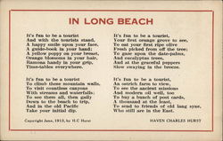 "In Long Beach" by Haven Charles Hurst California Poems & Poets Postcard Postcard Postcard