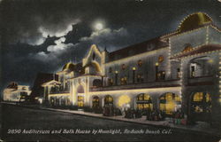 Auditorium and Bath House by Moonlight Postcard