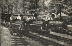 Three Miniature Trains on Tracks, House of David Benton Harbor, MI Postcard Postcard