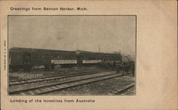 Landing of the Israelites from Australia - Greetings from Benton Harbor, Mich. Michigan Postcard Postcard Postcard