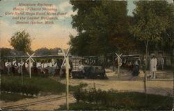 Miniature Railway, House of David Showing Girls Band, Boys Band, Mens Band and the Leader Benjamin Benton Harbor, MI Postcard Po Postcard