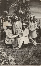 Group of Five Bearded Men, Two Seated Postcard