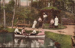 The Lake, Eden Springs - People in Rowboat and on Shore Benton Harbor, MI Postcard Postcard Postcard