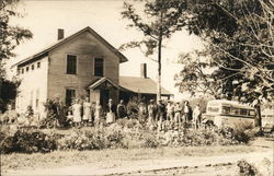 Group in a Line Standing in Front of House Benton Harbor, MI Postcard Postcard Postcard