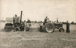 Men Haying with Farmall Tractor and Baler Postcard