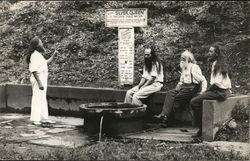 Four Men Around a Fountain Silver Queen Table Water Postcard