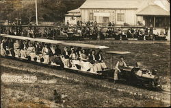 Women and Men on Separate Miniature Trains, Eden Springs Postcard