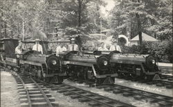 Six Men Riding Small Trains House of David Postcard Postcard Postcard